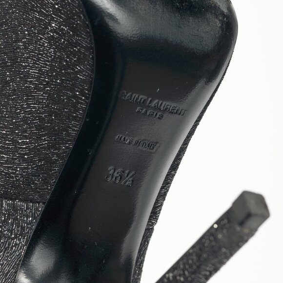 Saint Laurent Thorn Black Sparkle High-Counter Pointed-Toe Pumps - Picture 5 of 10